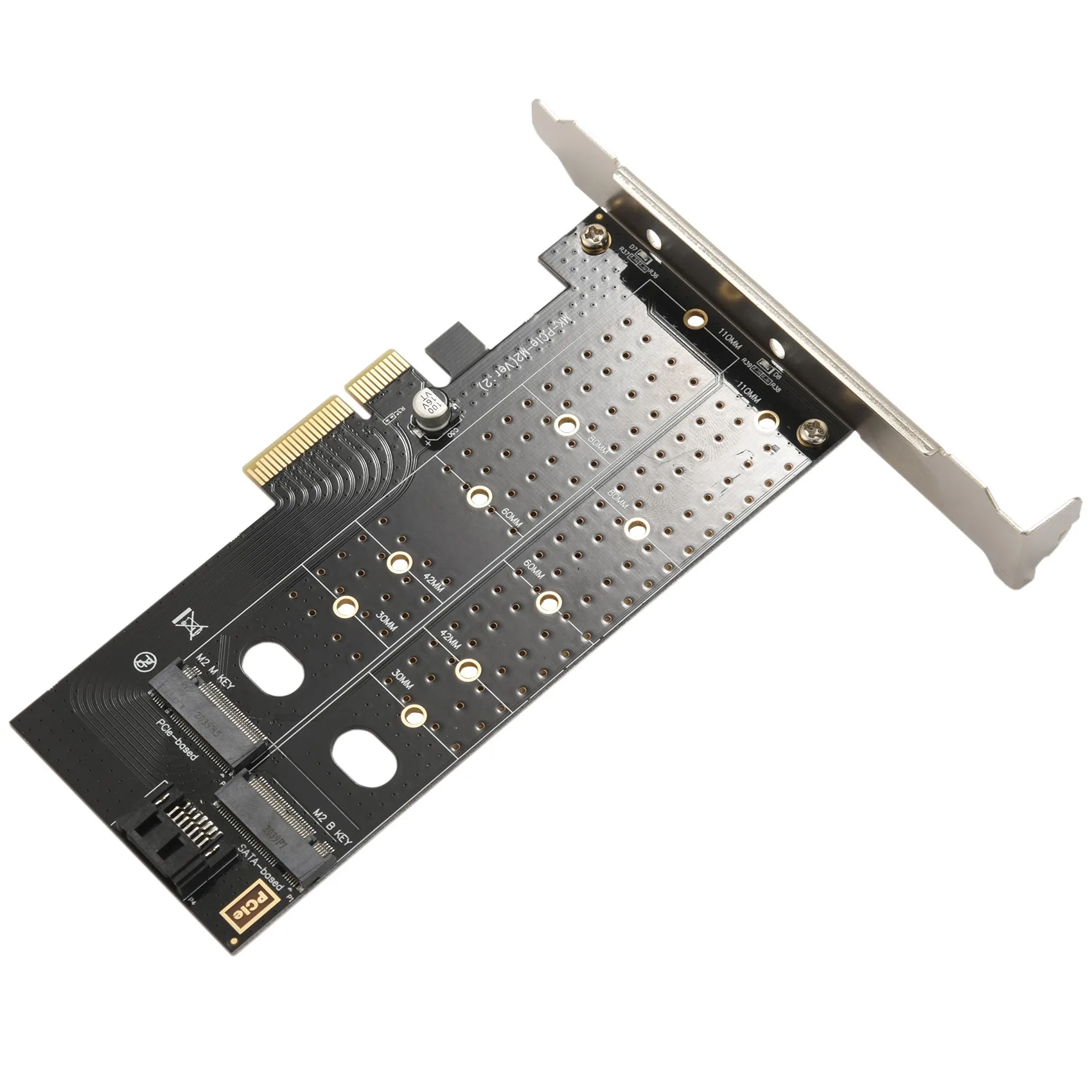 

Двойной адаптер M.2 Pcie, M2 Ssd Nvme (ключ M) или Sata (ключ B) 22110 2280 2260 2242 2230 до PCI-E 3,0X4, расширение хоста-контроллера