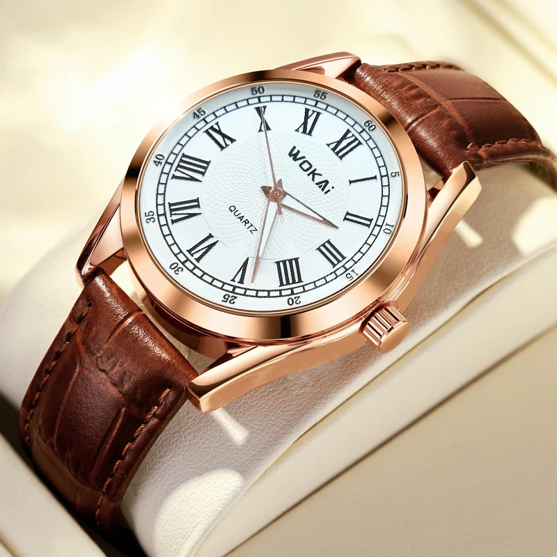 WOKAIhighqualityfashionthreeeyemensleatherbeltquartzwatch