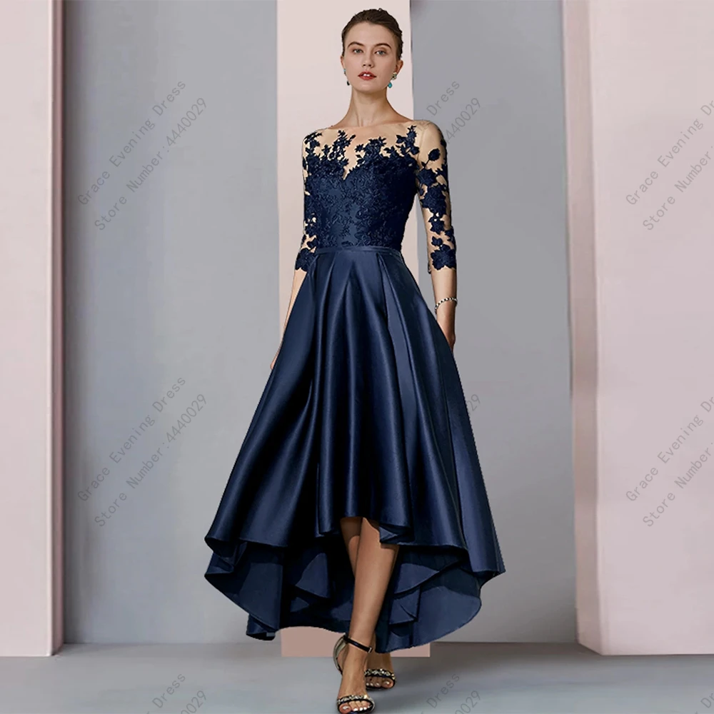 Three Quarter Mother of Bride Dresses For Women Summer Wedding Party Gown Satin Robe De Soir&eacute;e Ankle Length