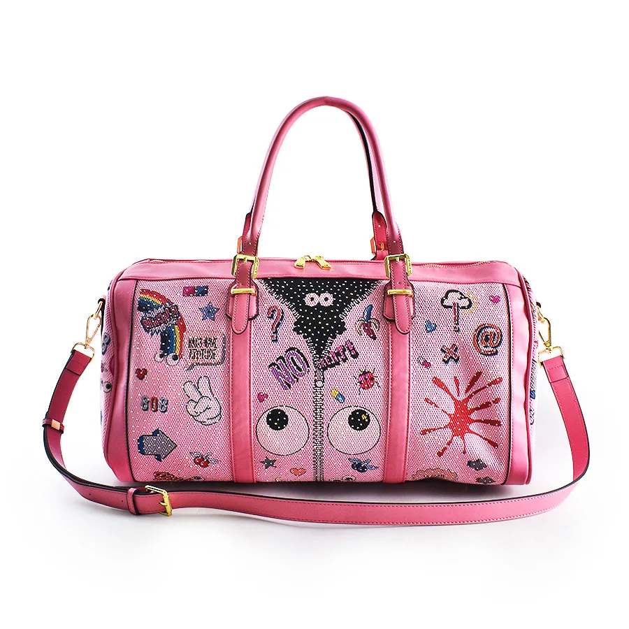 Ins Graffiti Print Large Capacity Travel Tote Bag Embroidered Men Women Sports Handbag Unisex Neutral Diving Fabric Storage Bag