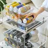 2 Layer Expandable Storage Box Refrigerator Beverage Can Organizer Automatic Rolling Beer Dispenser 4