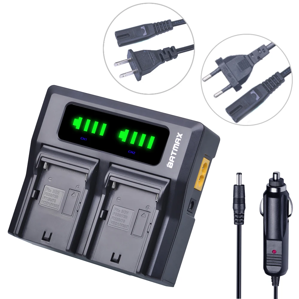 Фото Аккумулятор Batmax 3pc 7200 мАч NP-F970 NP-F960 со стандартными индикаторами мощности + быстрое двойное зарядное устройство для YONGUO,Godox №4