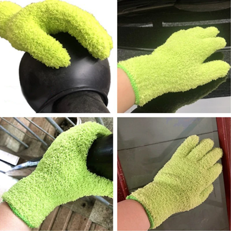 Microfiber Cleaning Glove Car Detailing Dust Removal Wash Gloves Coral Velvet Knitted Super Soft Housework Absorbent Cleaner cleaning gloves