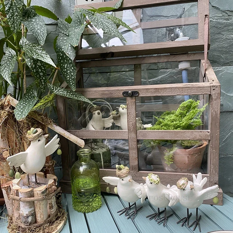 French Country Wooden Garden Greenhouses Shop Window Decoration Glass Room Shooting Props Display Decoration Gardening Supplies