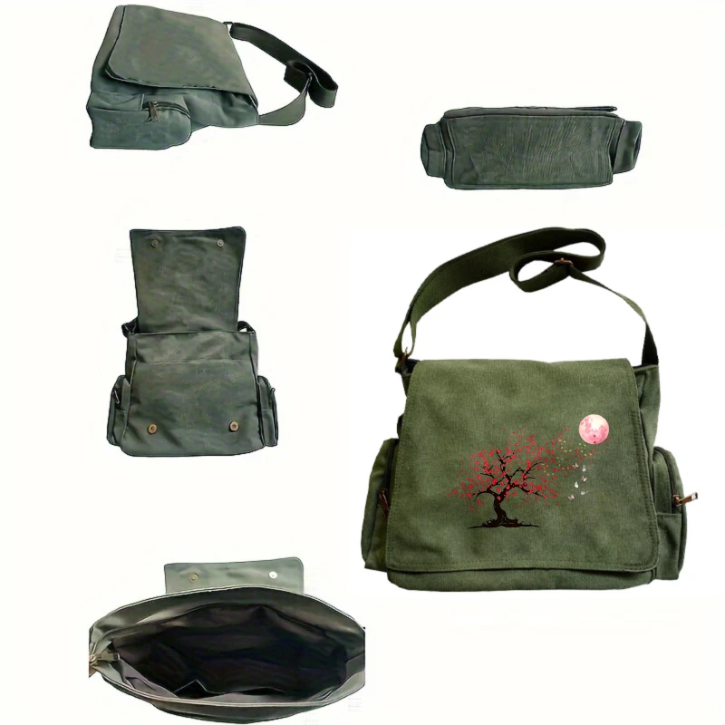 Women's Shoulder Bag Crossbody Bag Messenger Bag Canvas Artistic Tree Print Large Capacity Laptop Bag