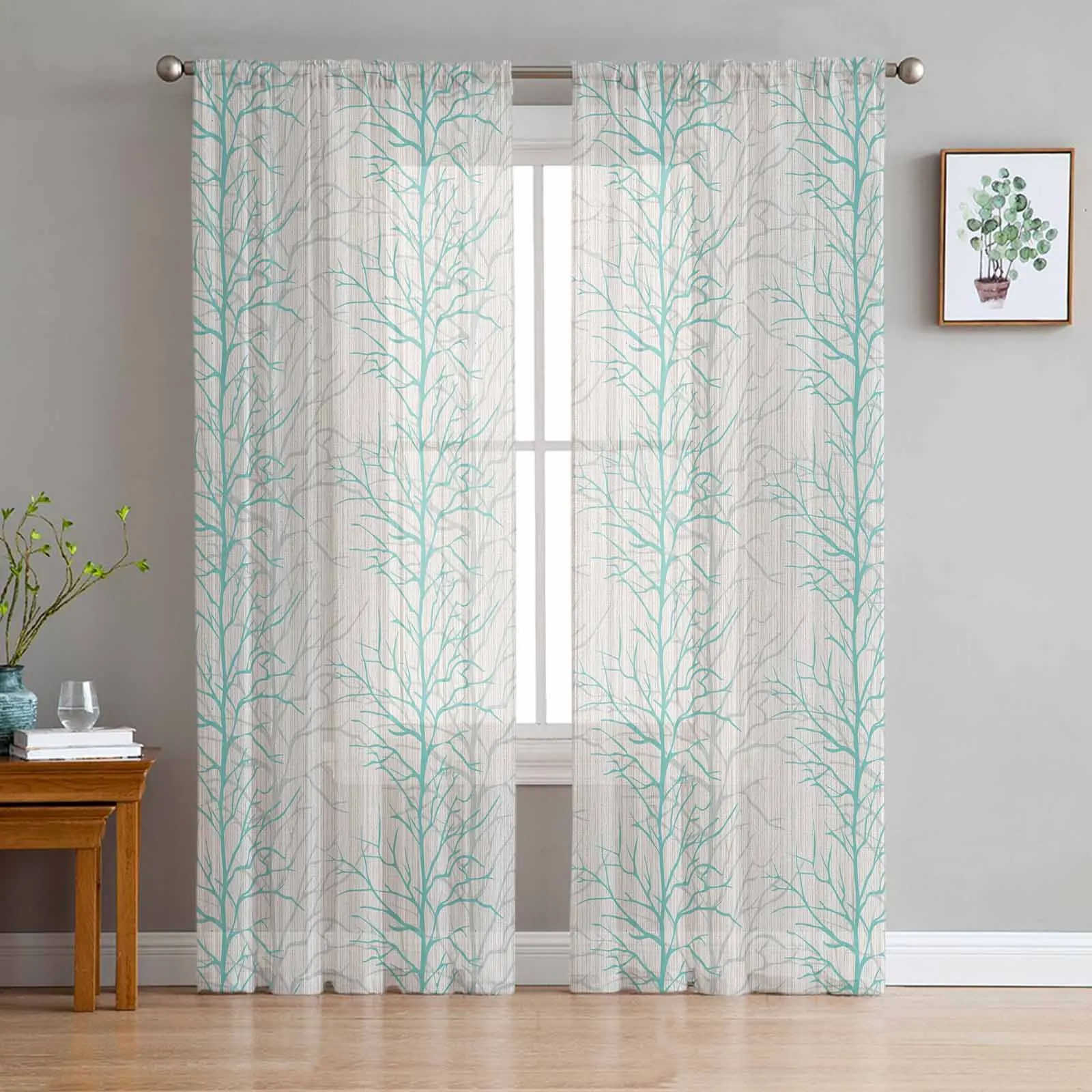 

Overlay Of Tree Branch Loop Diagram Sheer Curtains for Living Room Modern Home Decor Tulle Curtain Bedroom Voile Drapes