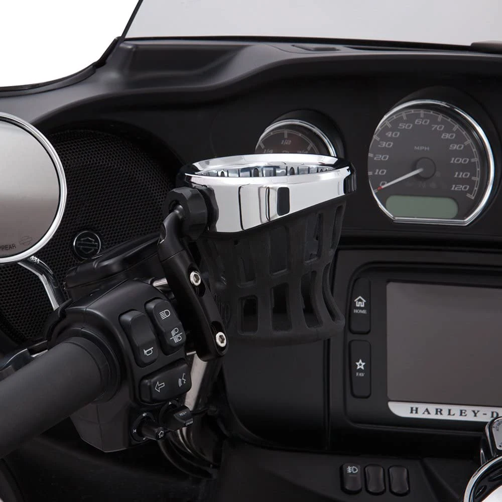 New Black Chrome Motorcycle Drink Holder Bike Water Cup Bottle Holder Handlebar Bottle Holder coffee stand Accessories Rubber