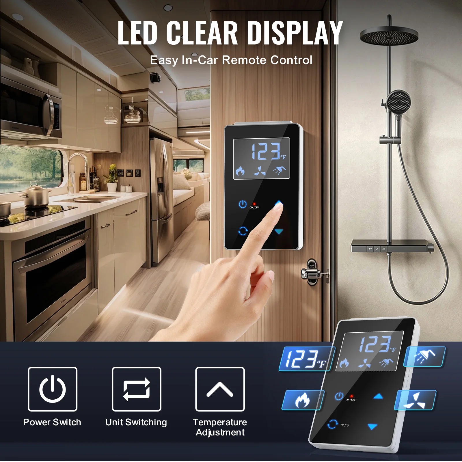 SucceBuy RV Tankless Water Heater Instant Shower 15 x 15 in Optimized Comfort Performance Hot Water Ideal for RVers' Family 3