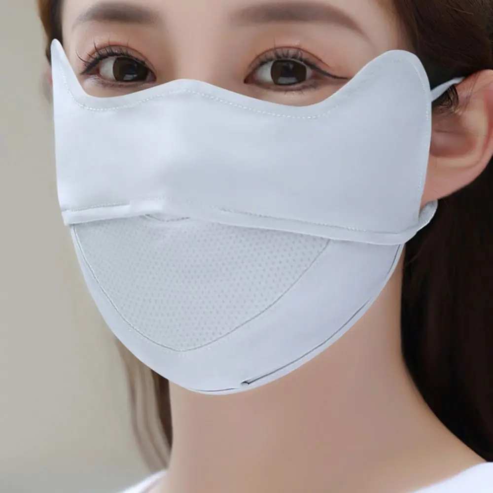

UV Protection Ice Silk Face Scarf Summer Solid Color Face Scarves Anti-uv Face Cover Mesh Face Mask Sunscreen Veil Fishing