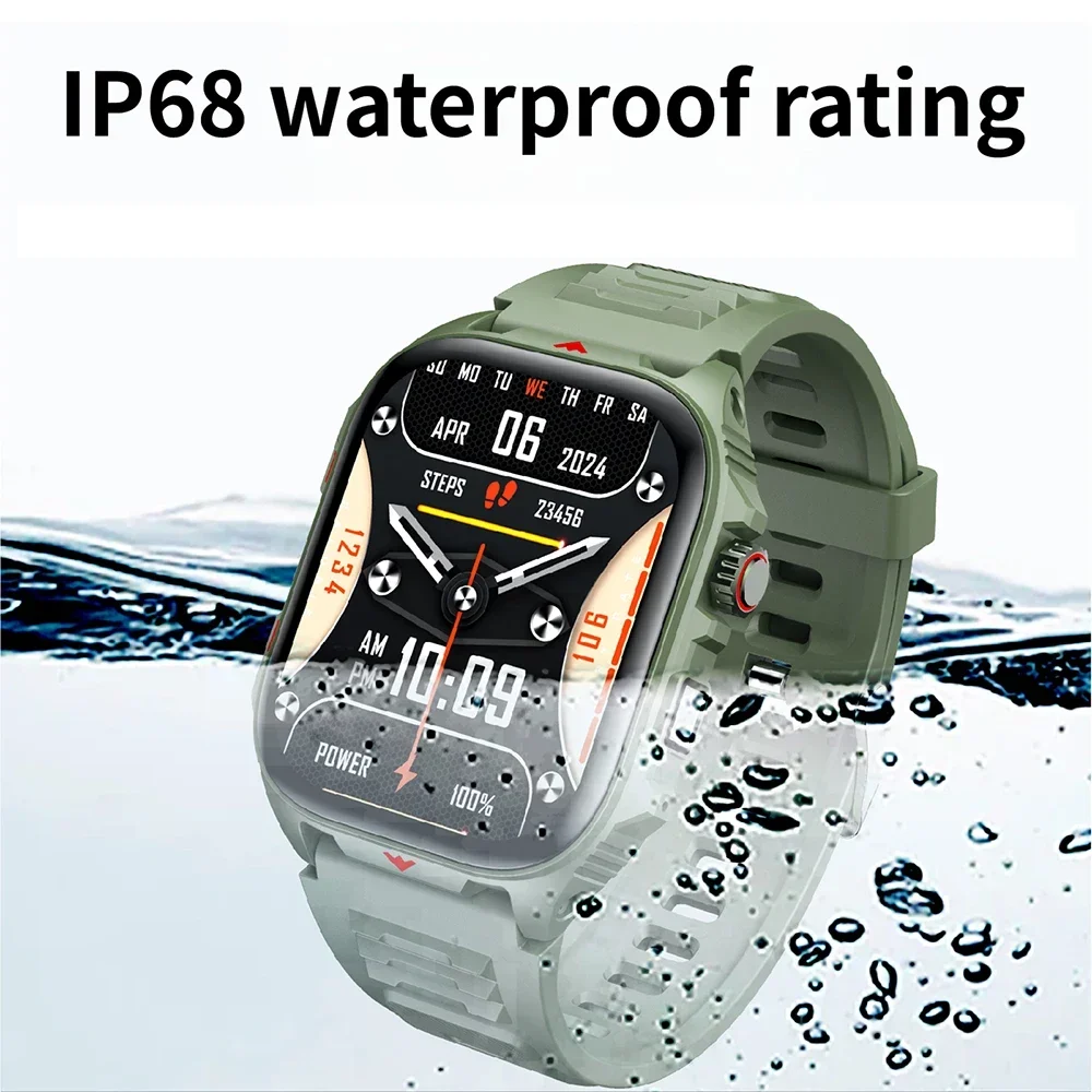 Men Smart Watch 400mAh Fitness Clock Wireless Call Smartwatch IP68 Waterproof LED Flashlight Watches for Woman Android IOS 2025
