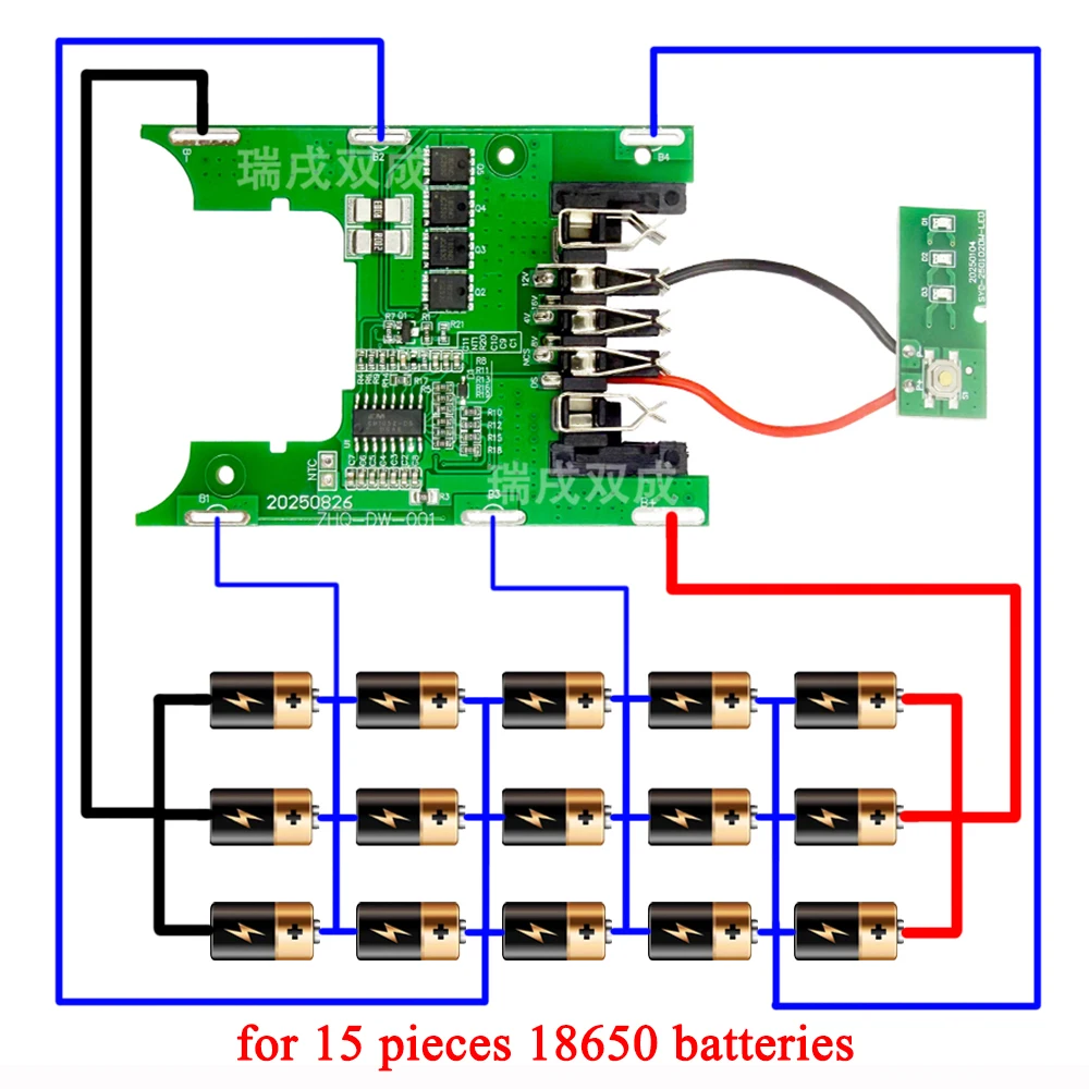 DCB200 15X18650 리튬 배터리 케이스 보관함 Dewalt 18V 20V 배터리 쉘 하우징용 PCB 충전 보호 회로 기판