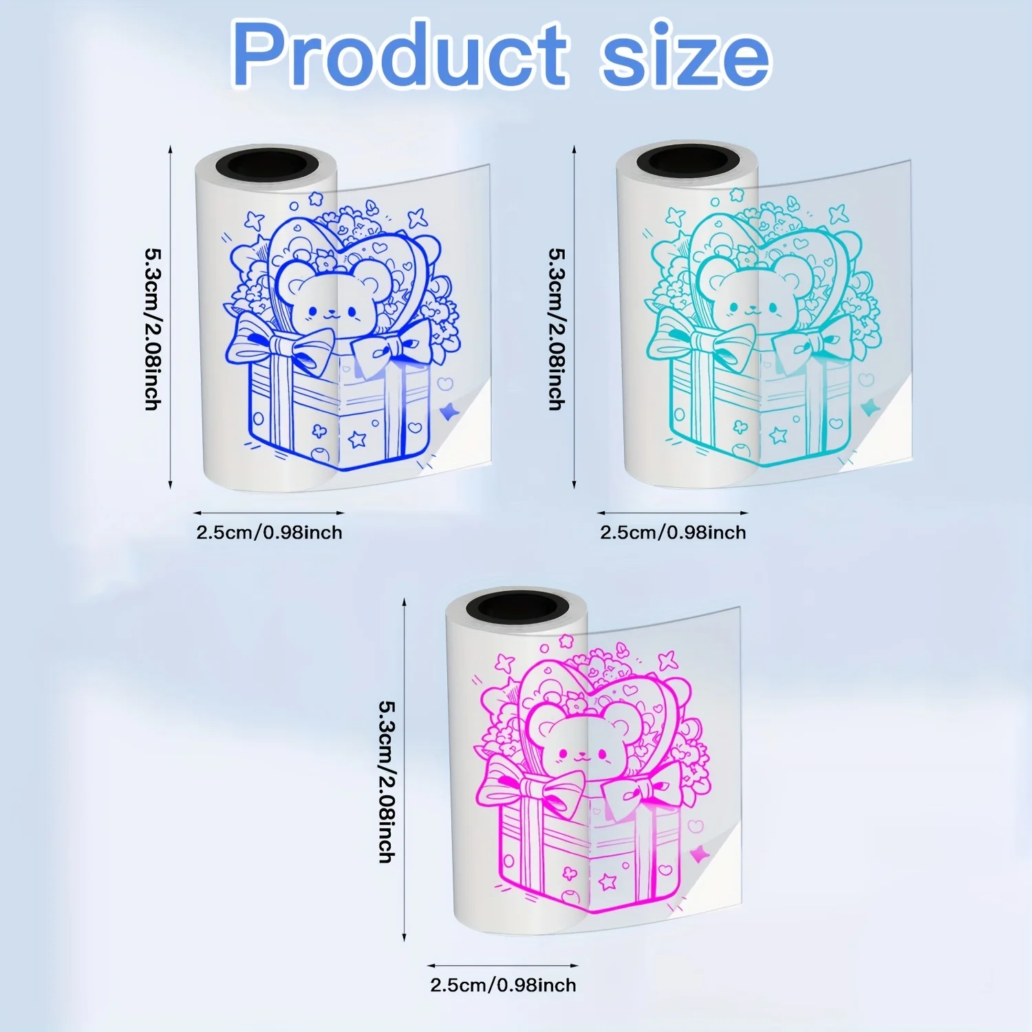 M02 Transparent Colorful Thermal Paper, Phomemo Colorful Text on Transparent Background, Transparent Sticker Paper Roll for M02