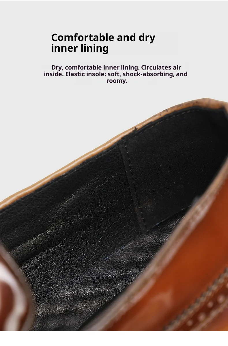 Business Männer Loafer Bequeme Leder Atmungsaktive Dicke Sohle Brogues Quaste Casual Formale Slip-on Spitze Kleid Schuhe Mann – Detail 10