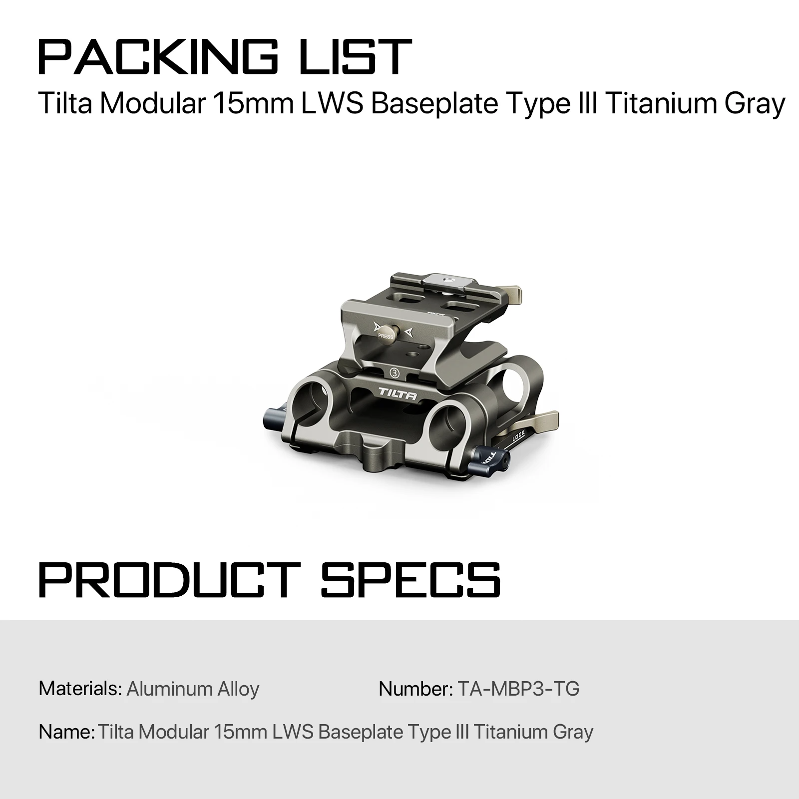 Tilta Baseplate Modular Base Plate tipo Iii e Lws Adaptador Ta-mbp3 15 mm - Image 6