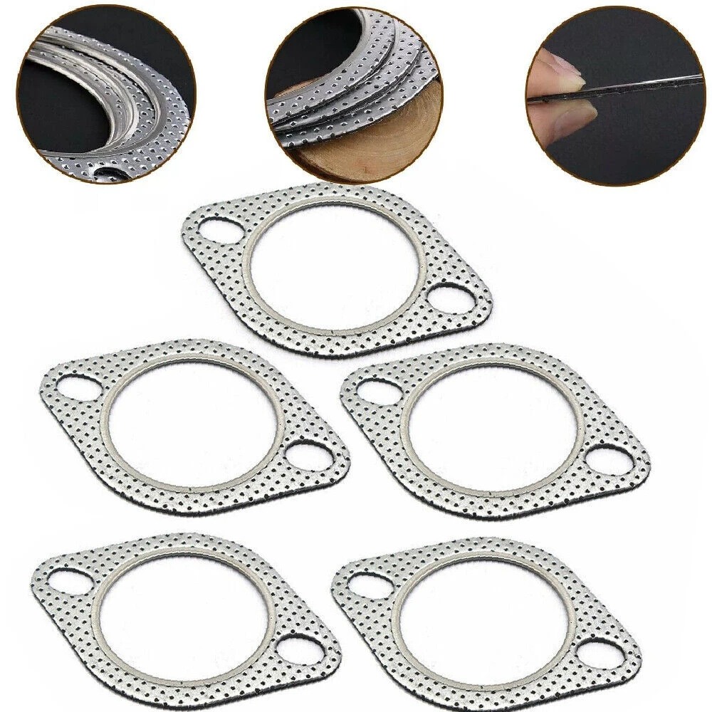 5XCar 2 Bolt High Temp Exhaust Gasket Flange 2.5in cylinder head gasket Aluminum