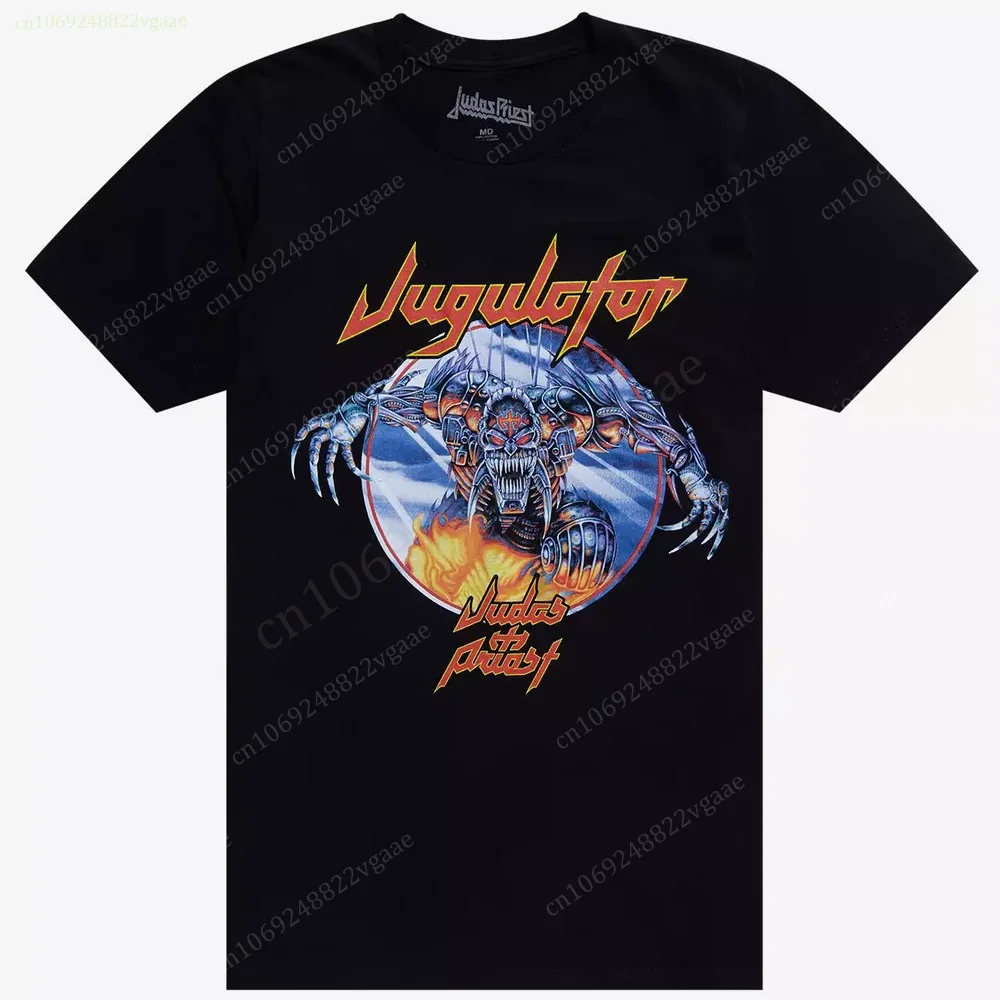 Judas Priest Jugulator 앨범 티셔츠 남녀공용, 빈티지 코튼 반팔 티셔츠, 탑 의류, 록 밴드 티셔츠, 여름