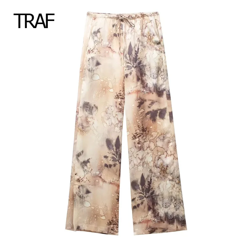 Pantalón Abertura Bajo Algodón Stretch Estampado