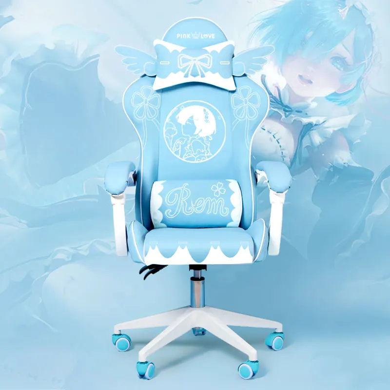 Pink Cartoon Electric Sound Girl Office Chair 360 ° Lift Rotating Home Computer Game Student Learning to Upgrade Latex Cushion 3