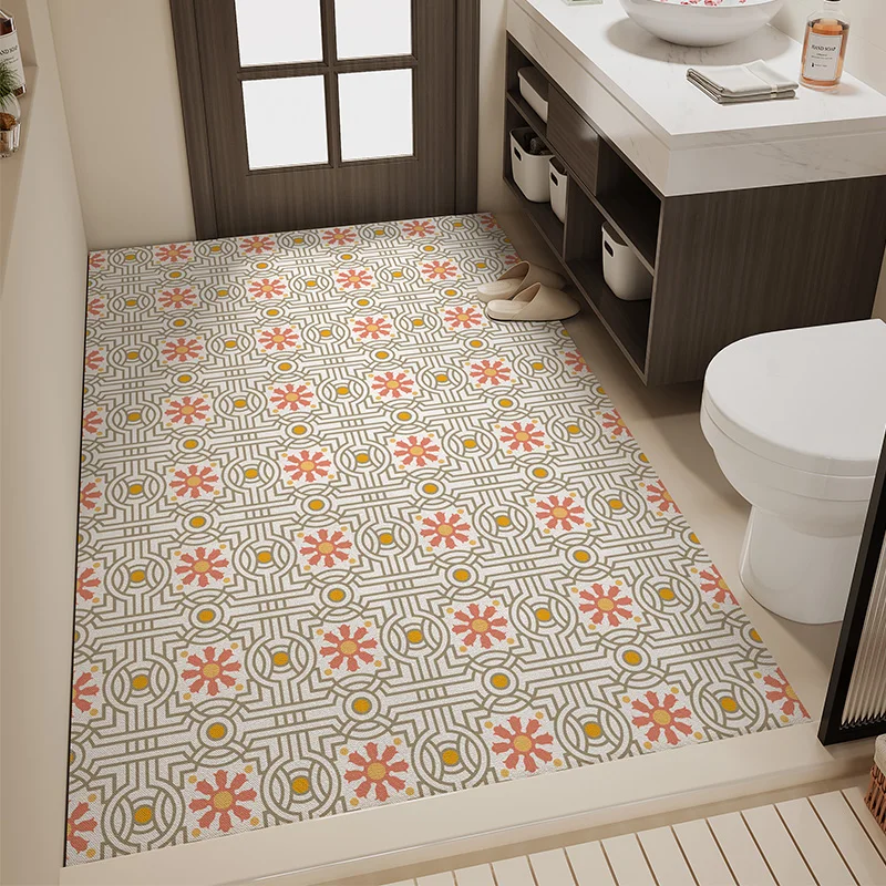 Bathroom Carpet Non-slip Bath Absorbent Floor Mat Quick Drying Toilet Entrance Doormat Retro Patterns Rug Alfombra De Baño 욕실 카펫