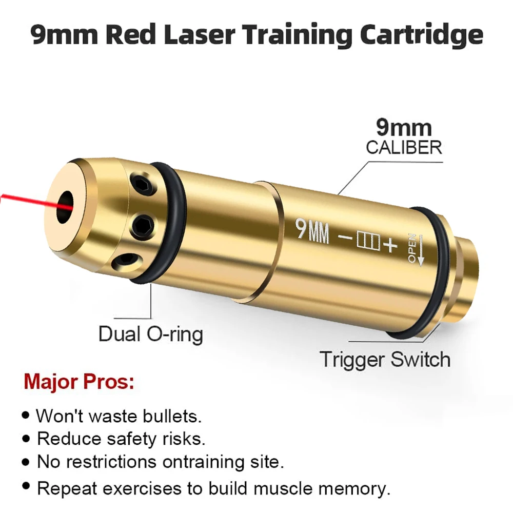 2 in 1 Tactical 9x19mm Laser Training Bullet Laser Bore Sighter Combo Boresighter for Dry Fire Training and Sight Zeroing laser sight laser bore sight dry fire laser trainer