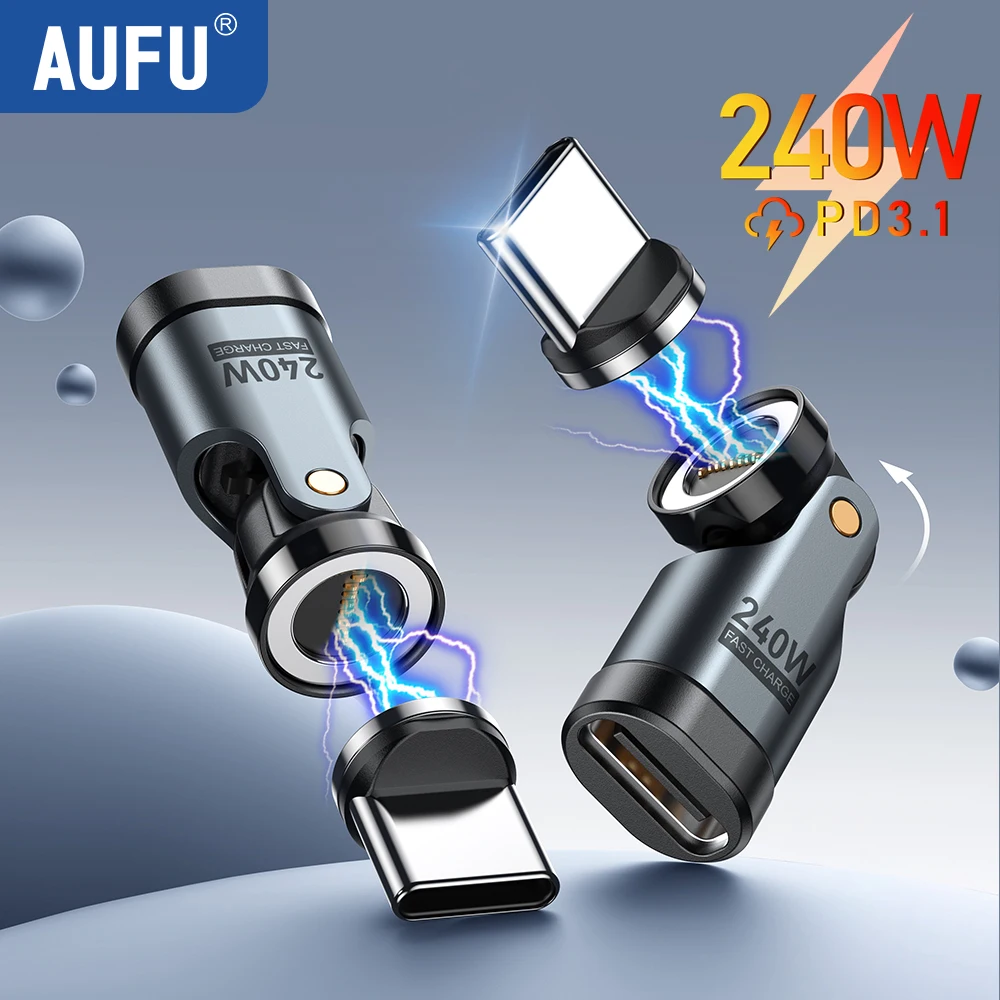 2PCS 9Pin Magnetic USB C OTG Adapter PD 240W Fast Charging Magnet Type C Female Connector for iPhone Xiaomi Macbook Laptop