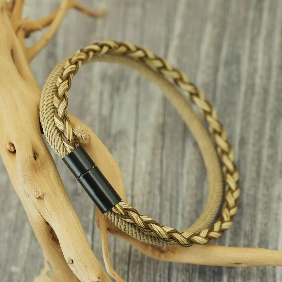 Handmade Leather Men Bracelet Bilayer Woven Accessory