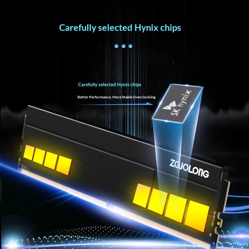 베스트셀러 F마우스 Zgjolong I9 Binglong DDR4 메모리 램 16GB 32GB 16GX2 하이닉스칩 3200MHz 3600MHz XMP 지원 데스크탑 컴퓨터용