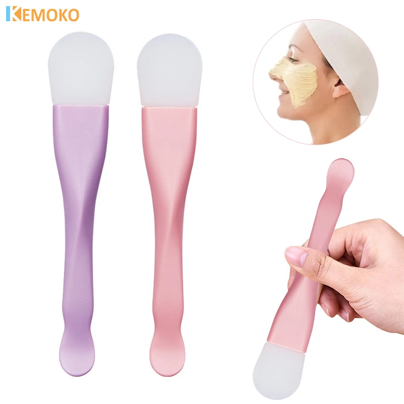 Dual-use Mud Film Brush DIY Film Soft Head with Scrapers Integrated Silicone Facial Mask Brushes Cleansing Brush Beauty Tools