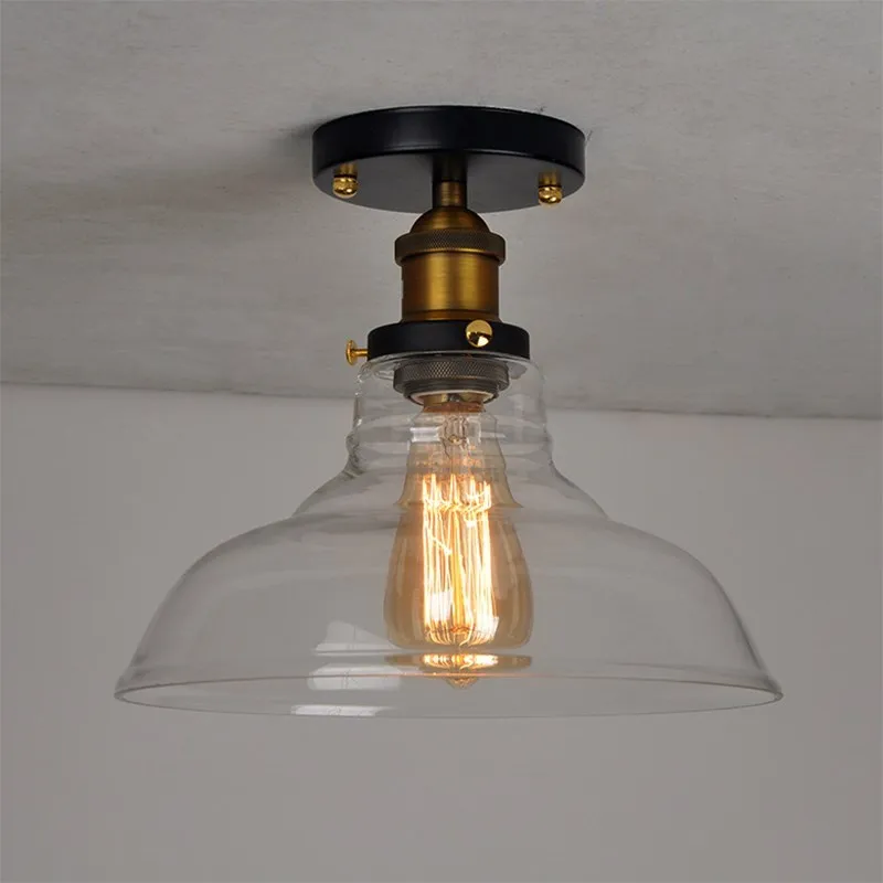 

Nordic LED Ceiling Light Vintage Industrial Glass Copper Headlight Aisle Corridor Restaurant Bedroom Indoor Illumination Fixture