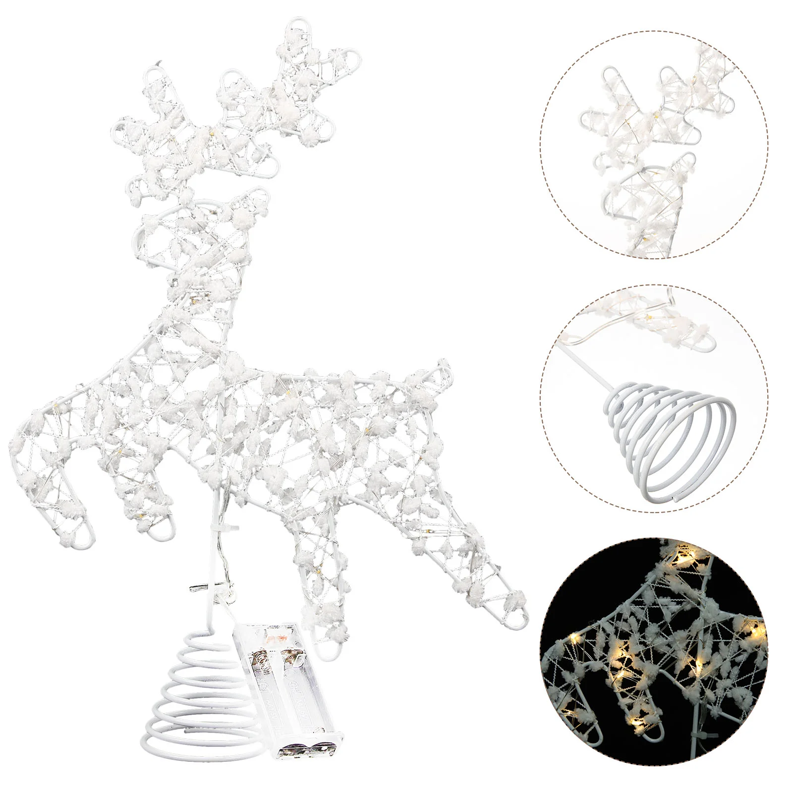 

Wrought Iron LED Lights Glowing Christmas Decorations Tree Top Star Elk Topper Treetop Ornament Hollow Xmas