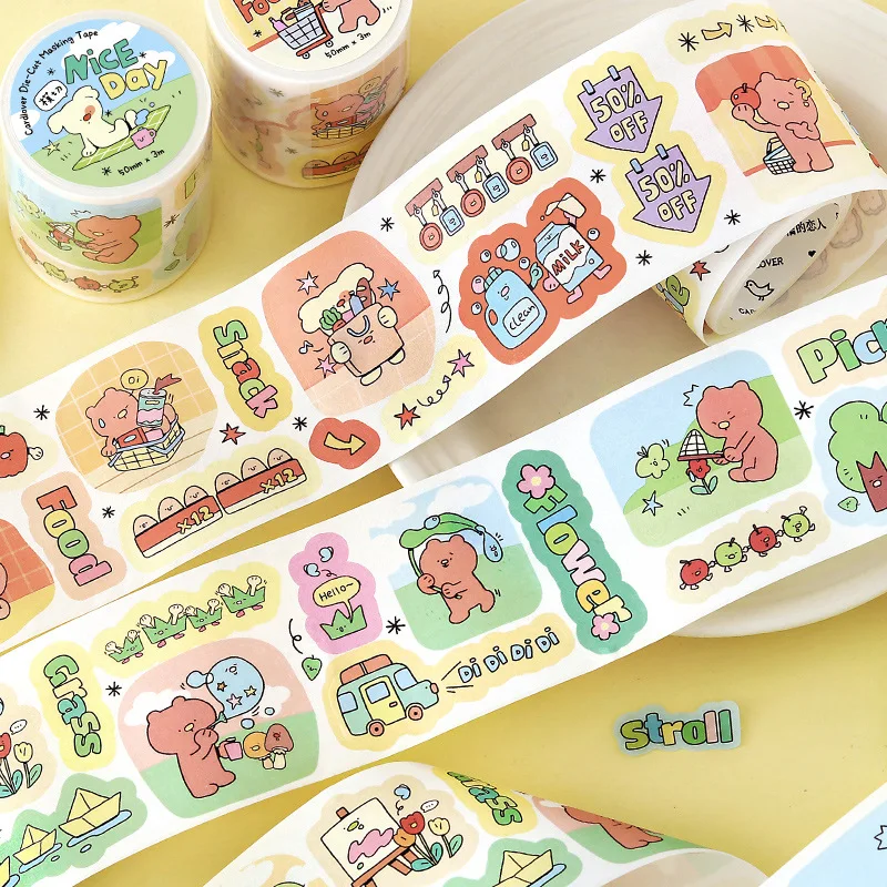 둔둔거리의 일상 생활 와시 테이프 카와이 종이 장식 콜라주 접착제 DIY 스크랩북킹 핸드메이드 마스킹 문구류