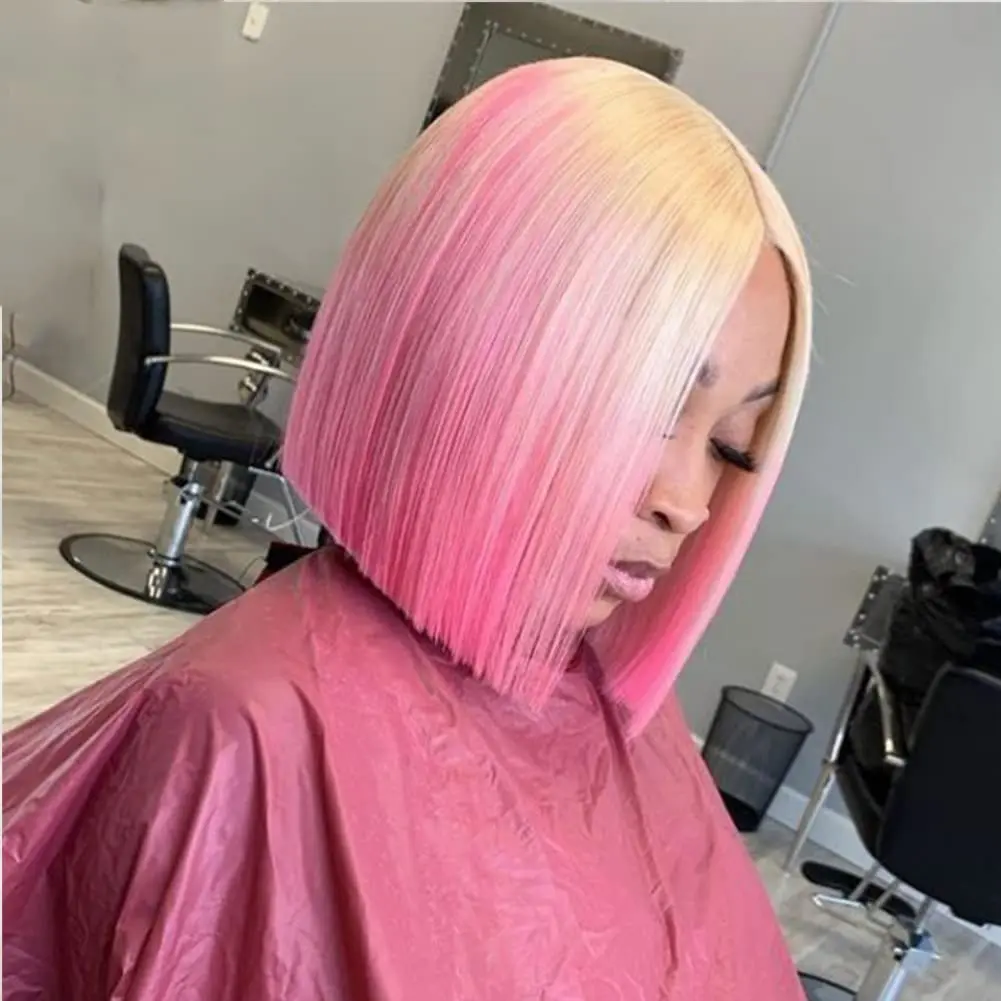 613 Blonde Pink Colored Short Straight Bob Wig for Women 180% Density 13x4 Lace Frontal Transparent Lace Closure human hair Wigs