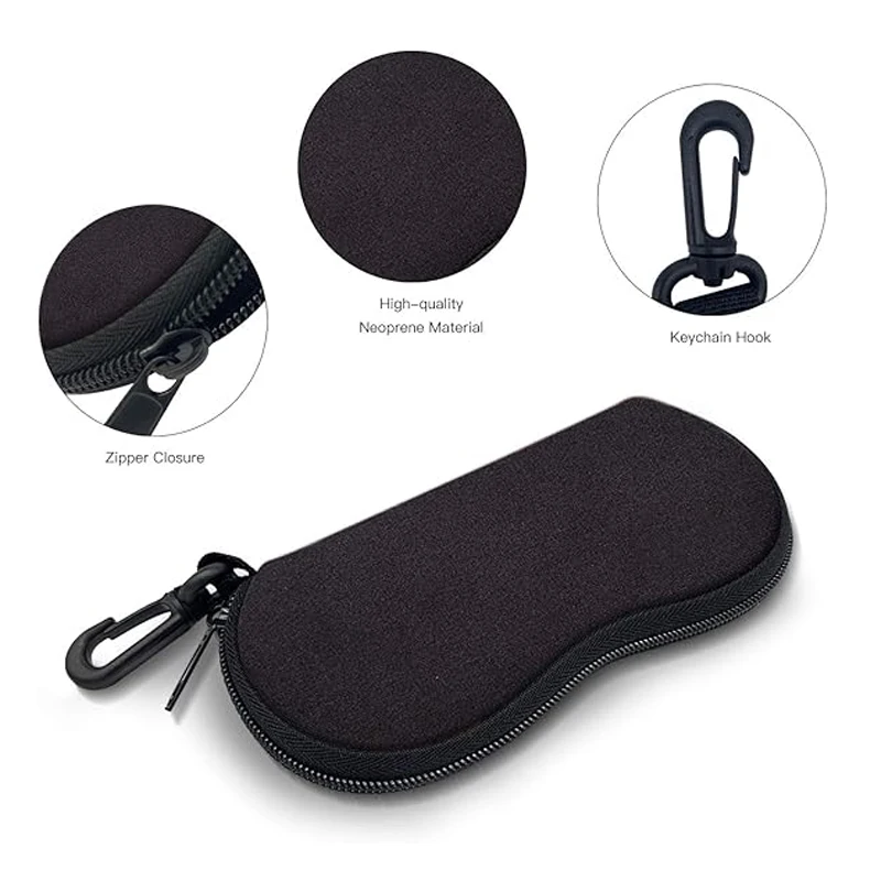 Ultra Light Neoprene Sunglasses Soft Case with Zipper & Belt Clip