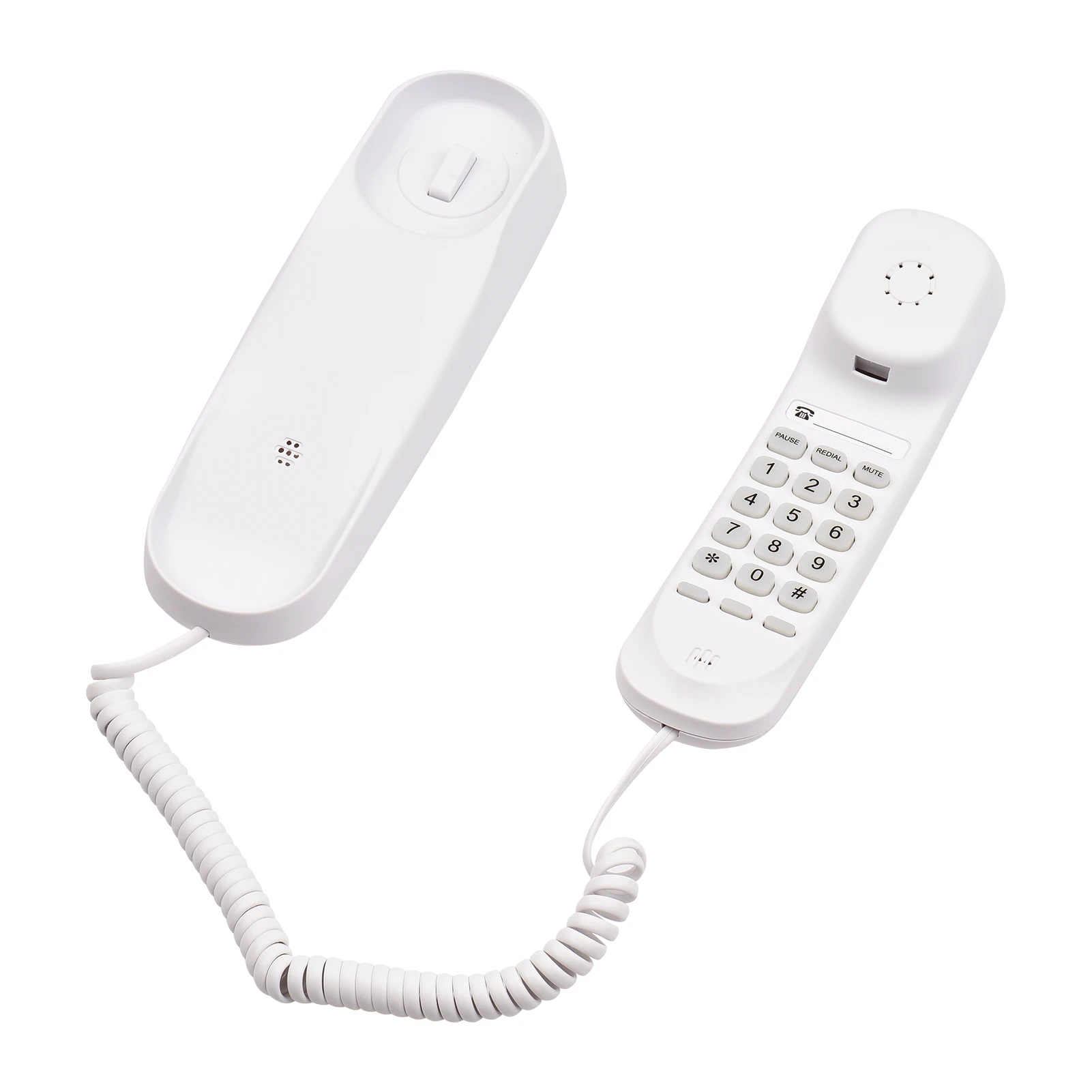 Compact Wall-Mountable Corded Landline Phone with Mute, Pause, and Redial Functions for Home, Hotel, or Office