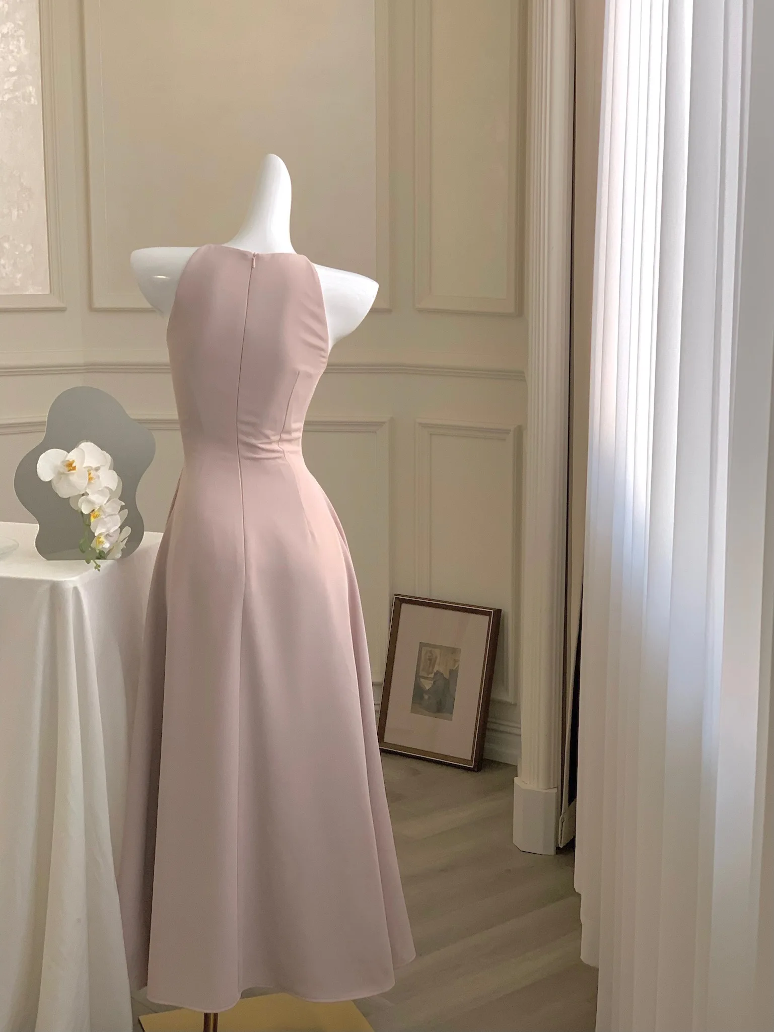 France Vintage Evening Party Long Dresses for Women Solid Sleeveless A-line Princess Wedding Prom Robe New Spring Vestido Mujer