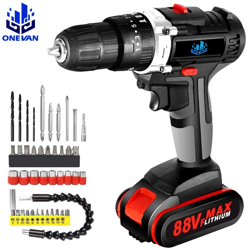 

25+3 Torque Cordless Drill Impact Electric Screwdriver Electric Hammer Drill Electric Impact Drill DIY Household Power Tools