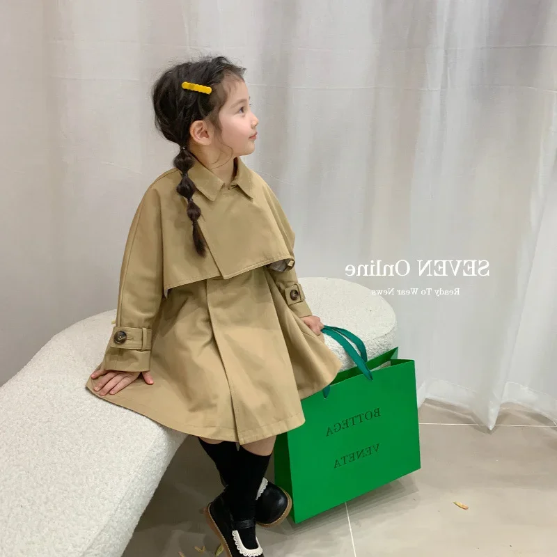 여아용 방풍 재킷, 코튼 아우터, 빈티지 용수철, 가을 야외 어린이 방풍 아동복, 2024