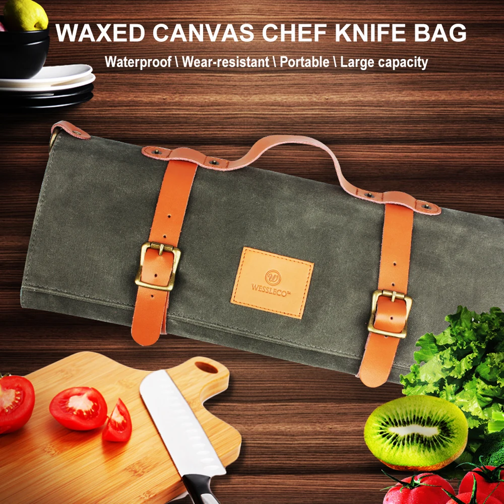 WESSLECO Chef Knife Bag Roll Bag Carry Case Bag Kitchen Cooking Portable Durable Knife Storage Pockets laptop tool bag