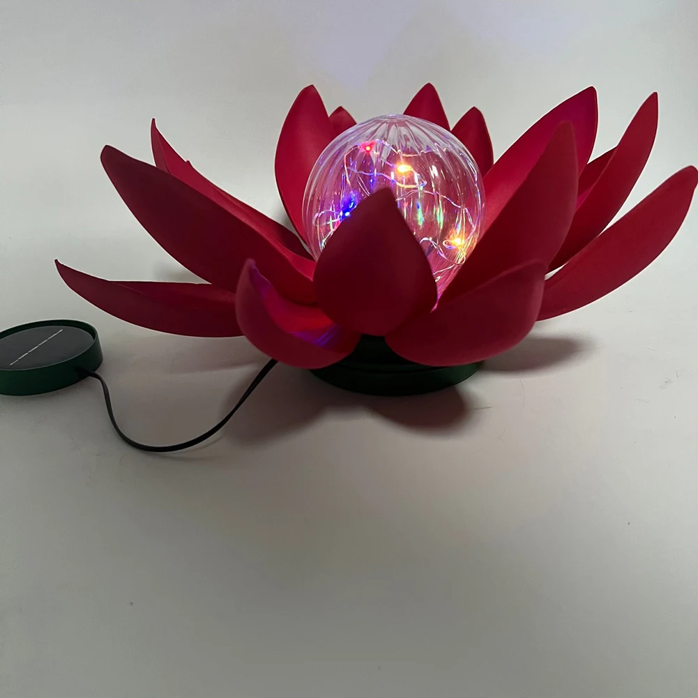 Floating Lotus Light Solar Floating Lotus Shape Water Surface Lantern Solar Powered Lotus Lamp Garden Pool Pond Fountain Decor