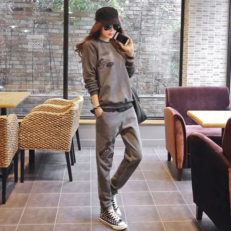2024 Spring and Autumn Outdoor Sports Korean Edition New Trendy Brand Fashion Sports Women's Set Trendy