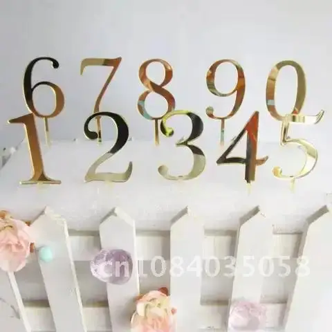 

Simple Gold Number 0-9 Acrylic Happy Birthday Cake Topper Diy Wedding Anniversary Christmas Cupcake Decorations