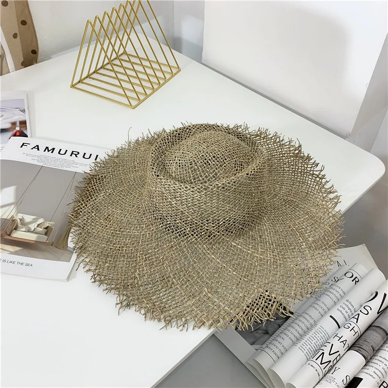 

Fashion Hollow Straw Hat for Women Elegant Summer Sunshade Beach Hat Jazz Hat Sunscreen Flat Eaves Straw Sun Hat