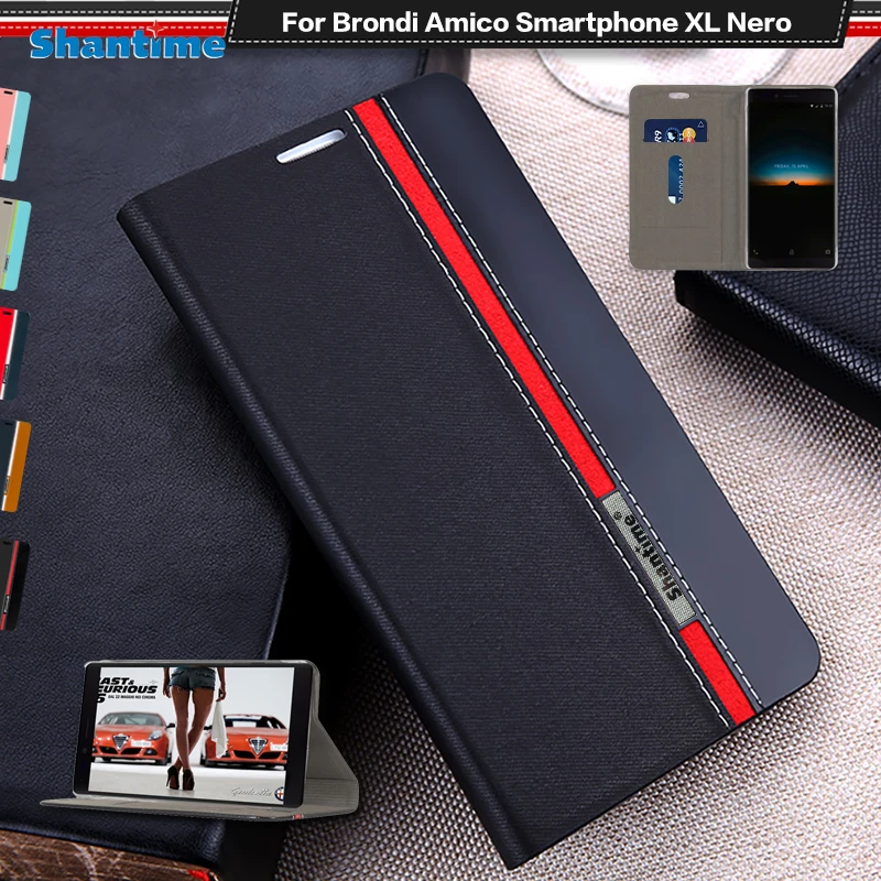 Luxury PU Case For Brondi Amico Smartphone XL Nero Flip Case For Brondi Amico Smartphone XL Nero Phone Case Soft TPU Back Cover