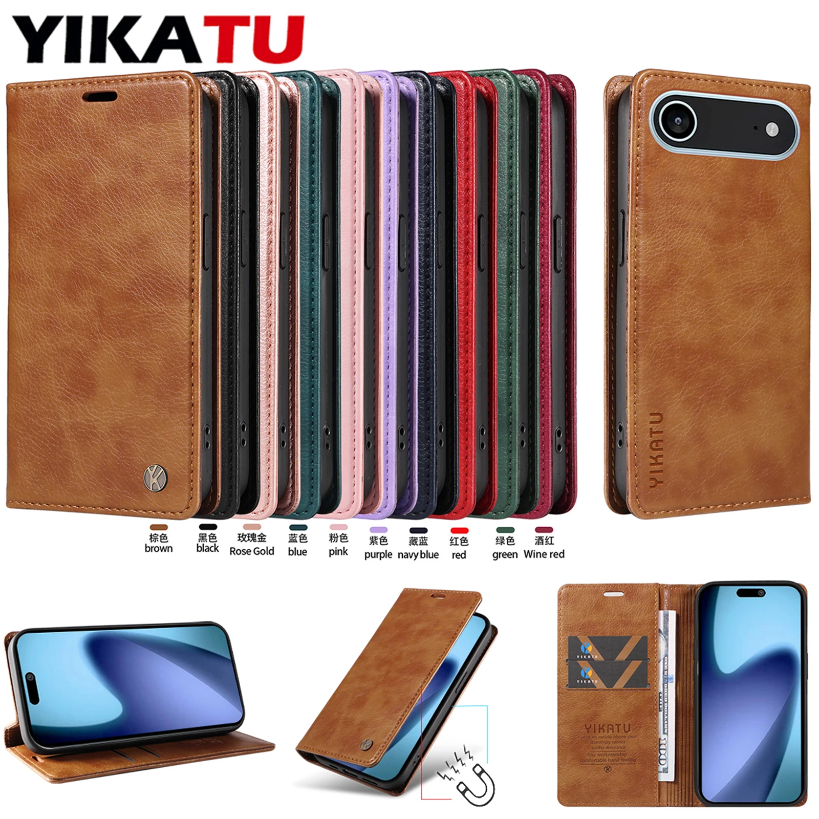 Stylish Leather Flip Wallet Phone Case with Card Holder