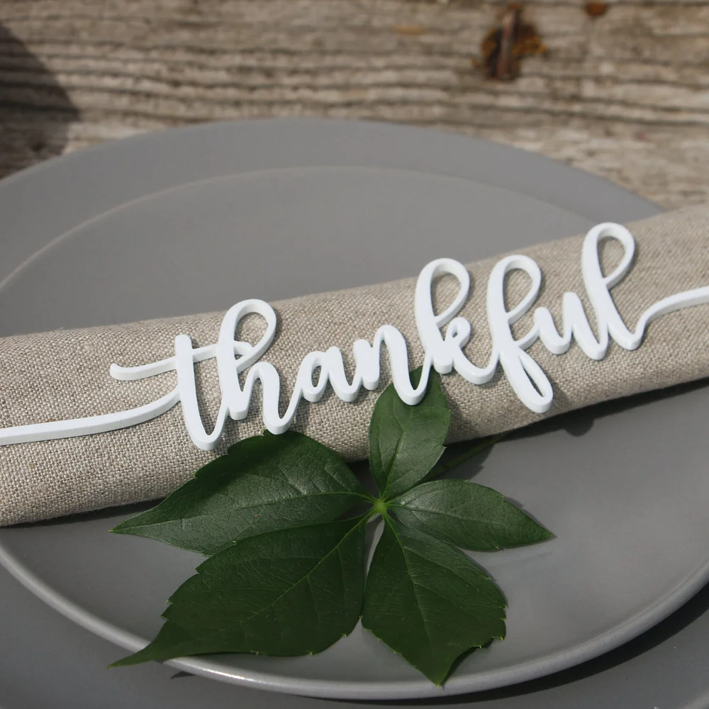 Custom Thanksgiving place card Thanksgiving table decor Thanksgiving Place Setting Grateful Thankful Blessed Place Cards