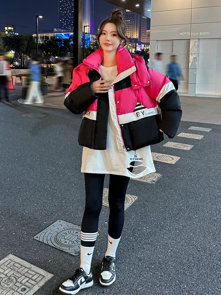 

Женская куртка-пуховик с надписью, Зимняя Толстая свободная парка на 2024 утином пуху, 90%