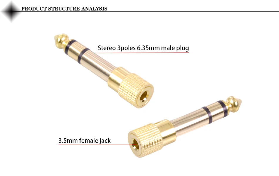 estéreo macho plug para fêmea jack adaptador de áudio banhado ouro conector do microfone conversor de áudio