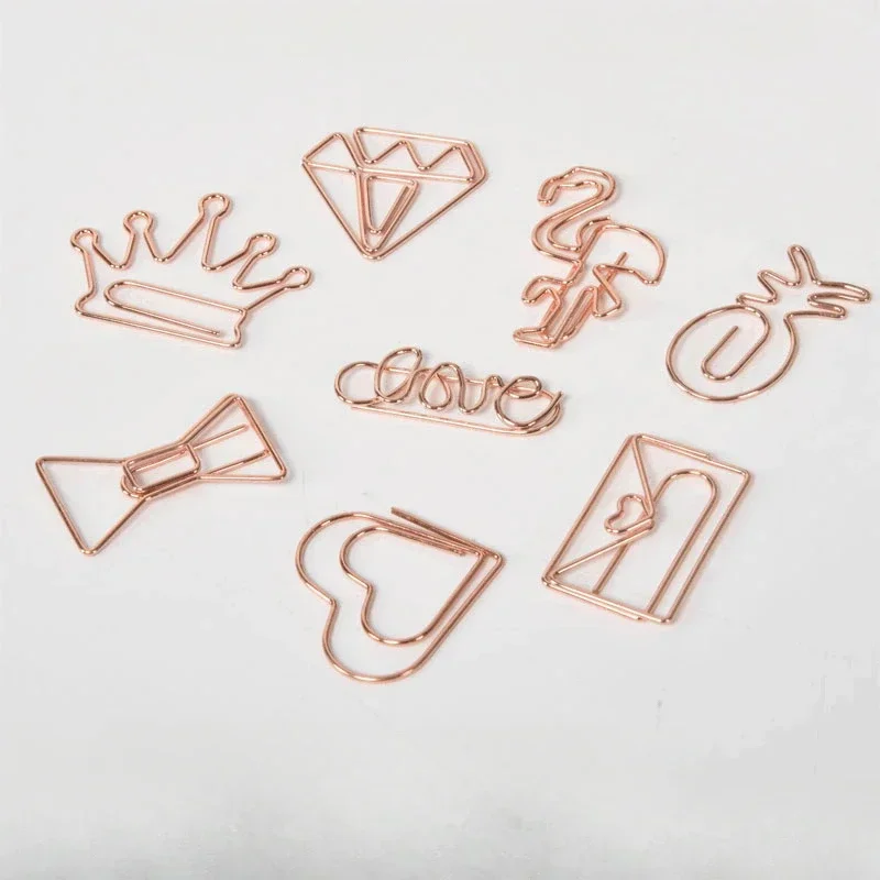 Metal Paperclips Multiple Cartoon Heart Styles Paper Clip Book Scrapbook Planner Page Bookmark Binder Clip Stationery 10pcs/set Paper clips mini bookmark
