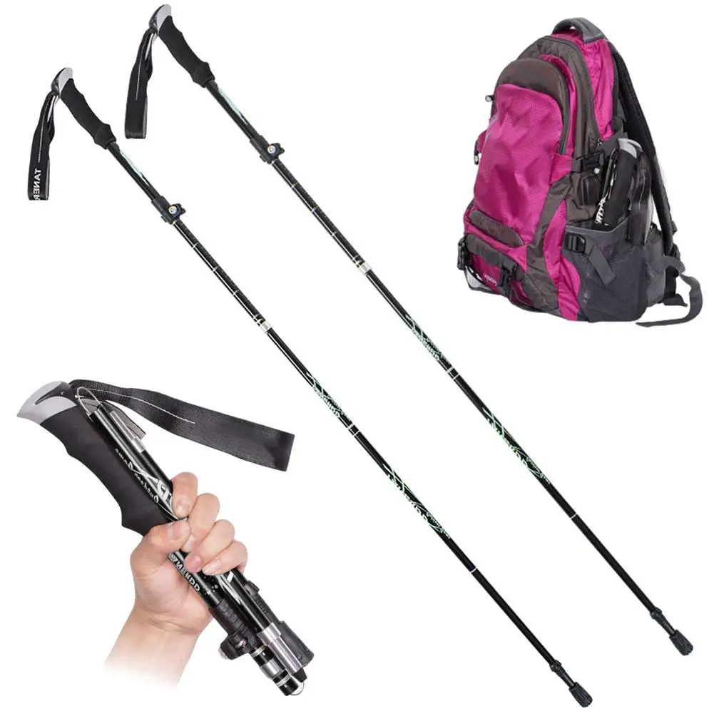 

2pcs Collapsible Trekking Pole 5 Segment Comfortable Breathable Outdoor Walking Stick For Men Women