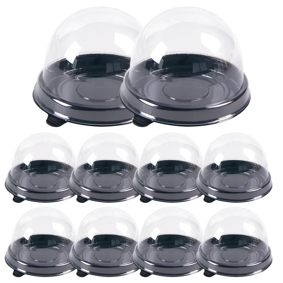 Transparante Plastic Cupcake Dozen met Zwarte Basis (100 stuks)